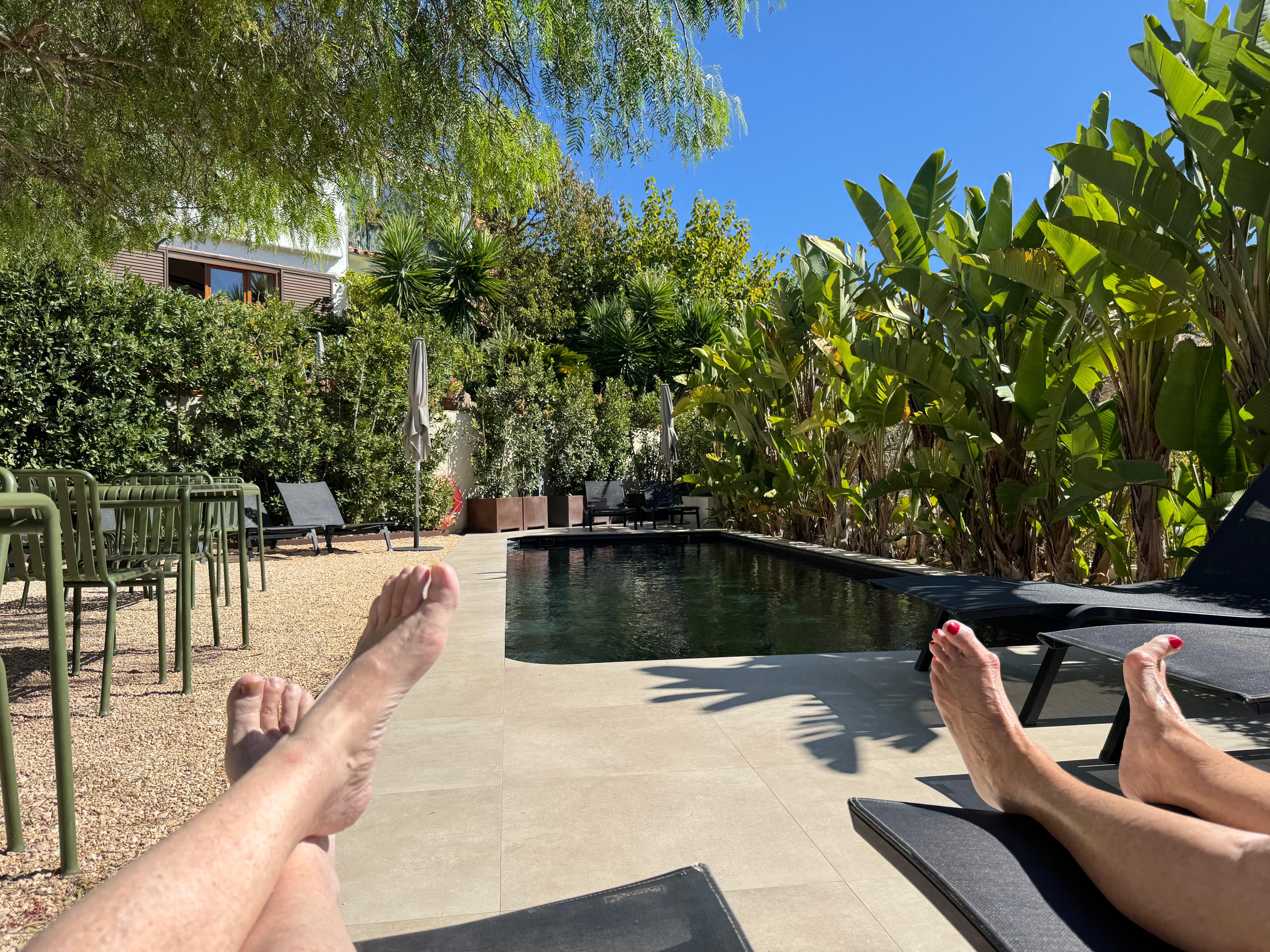 Chilling by the pool