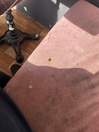 Burnt chairs in restaurant