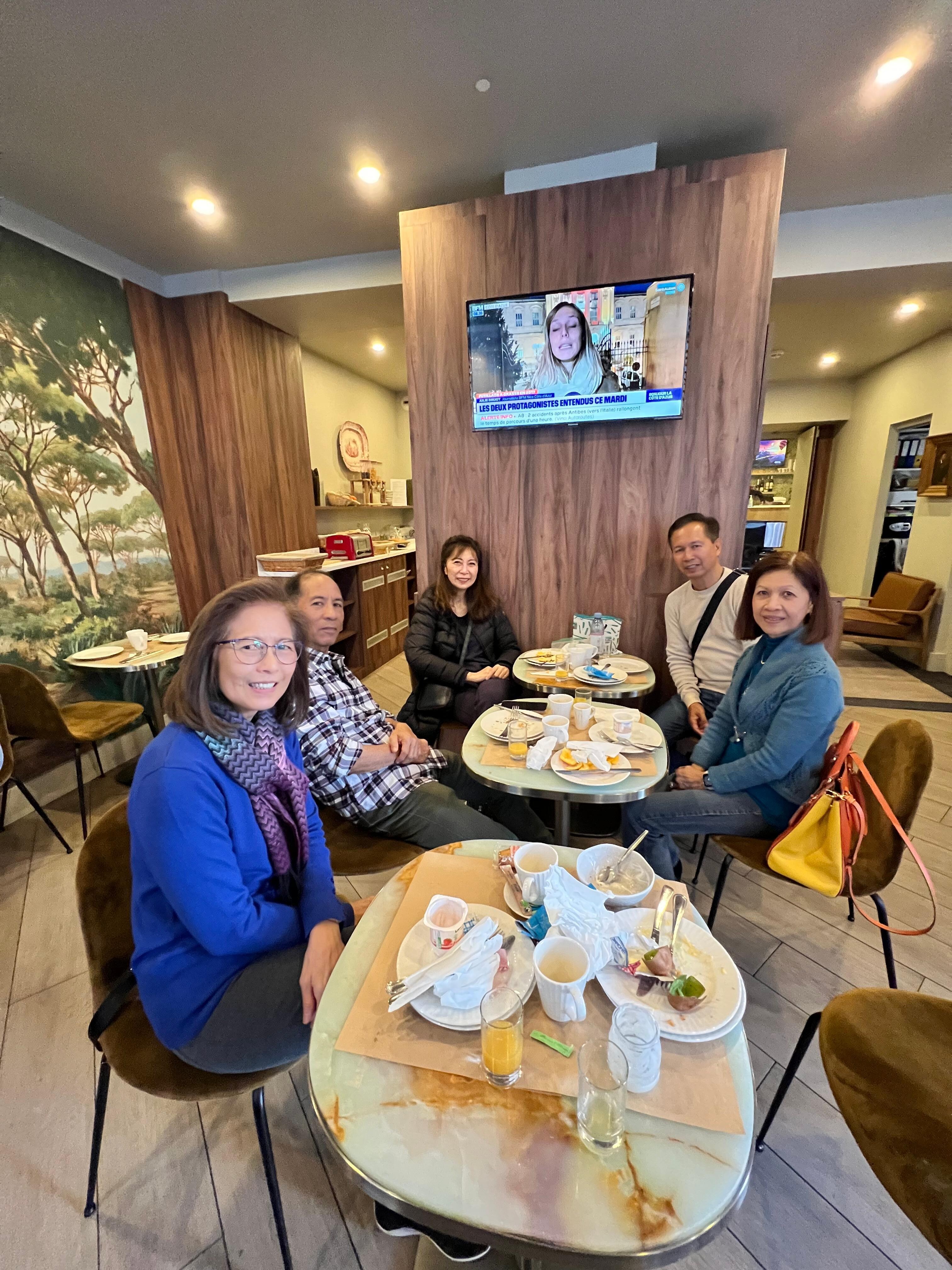 At breakfast 
