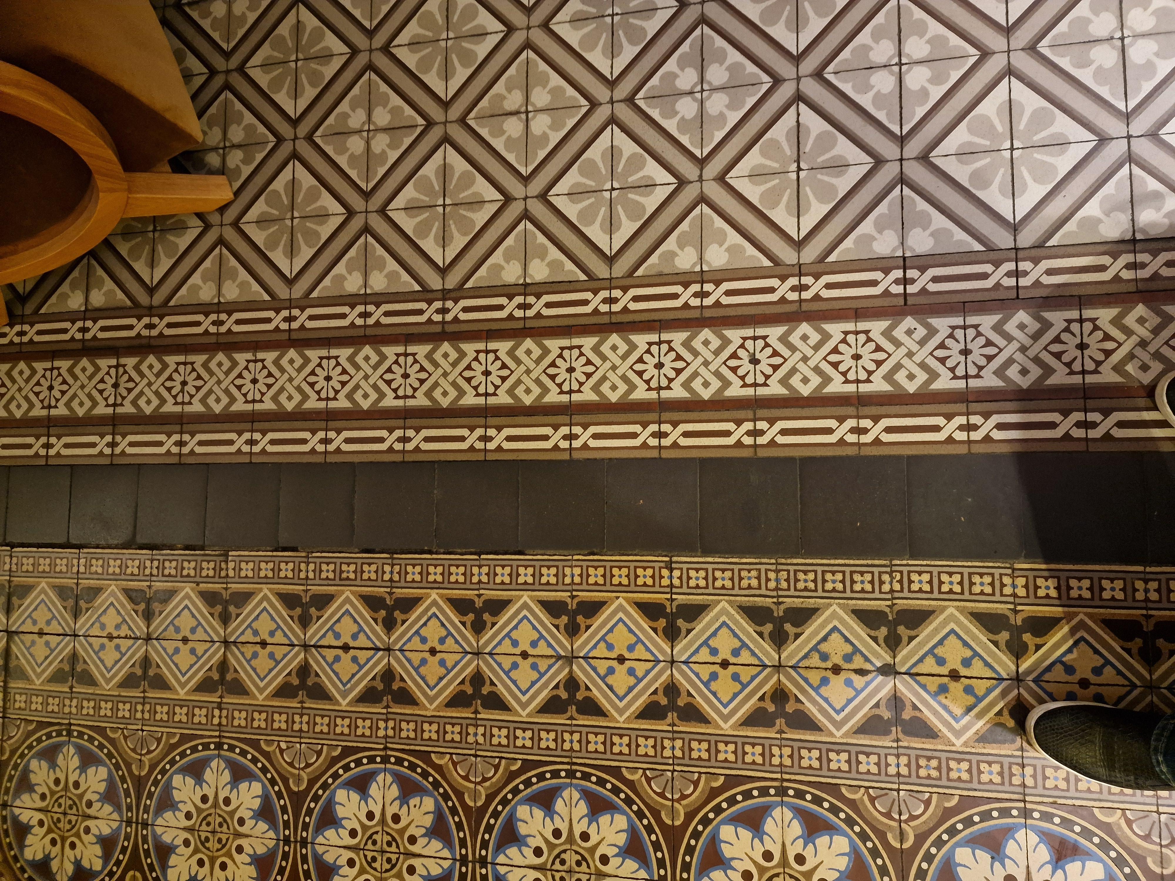 Parts of the lovely tiling in the reception 