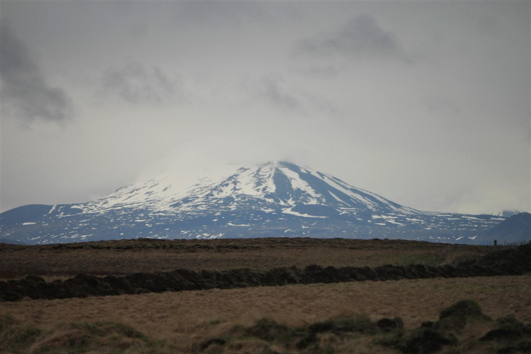 The view of Hekla Volcano and Glacier from our cabin!