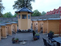 F.d rastgården som nu är uteservering
