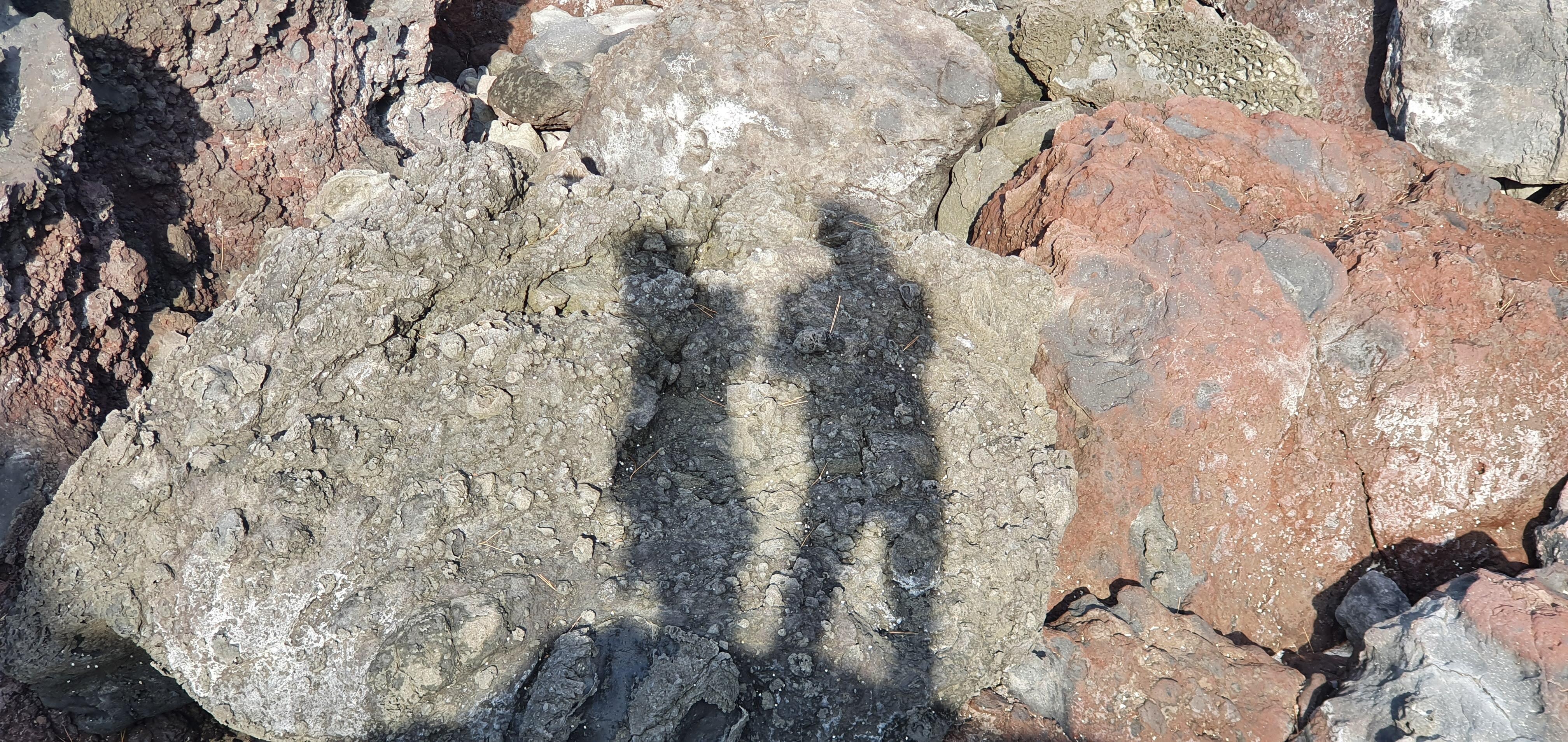 기암 바위 에비친 그림자