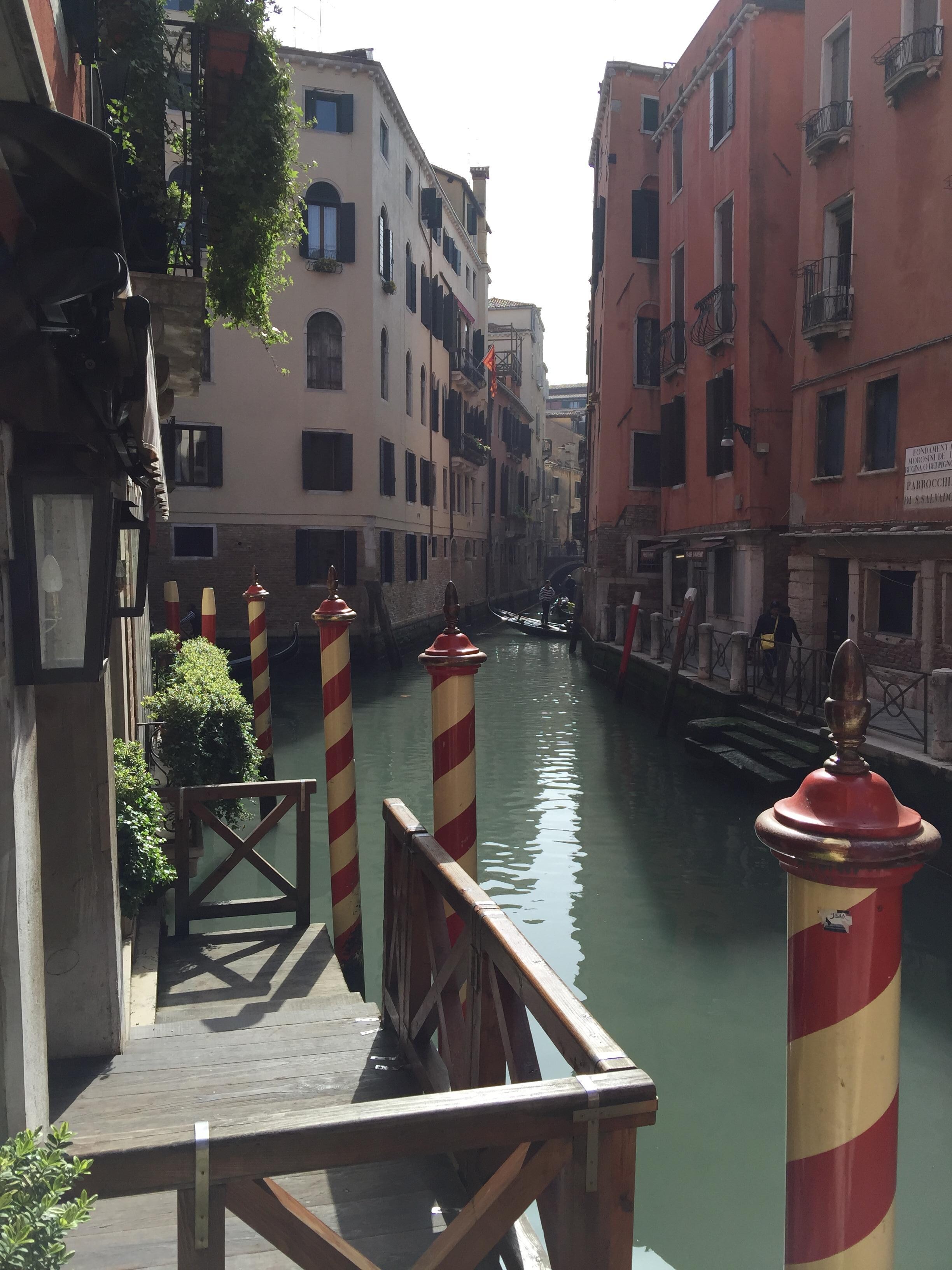 Water taxi dock outside hotel
