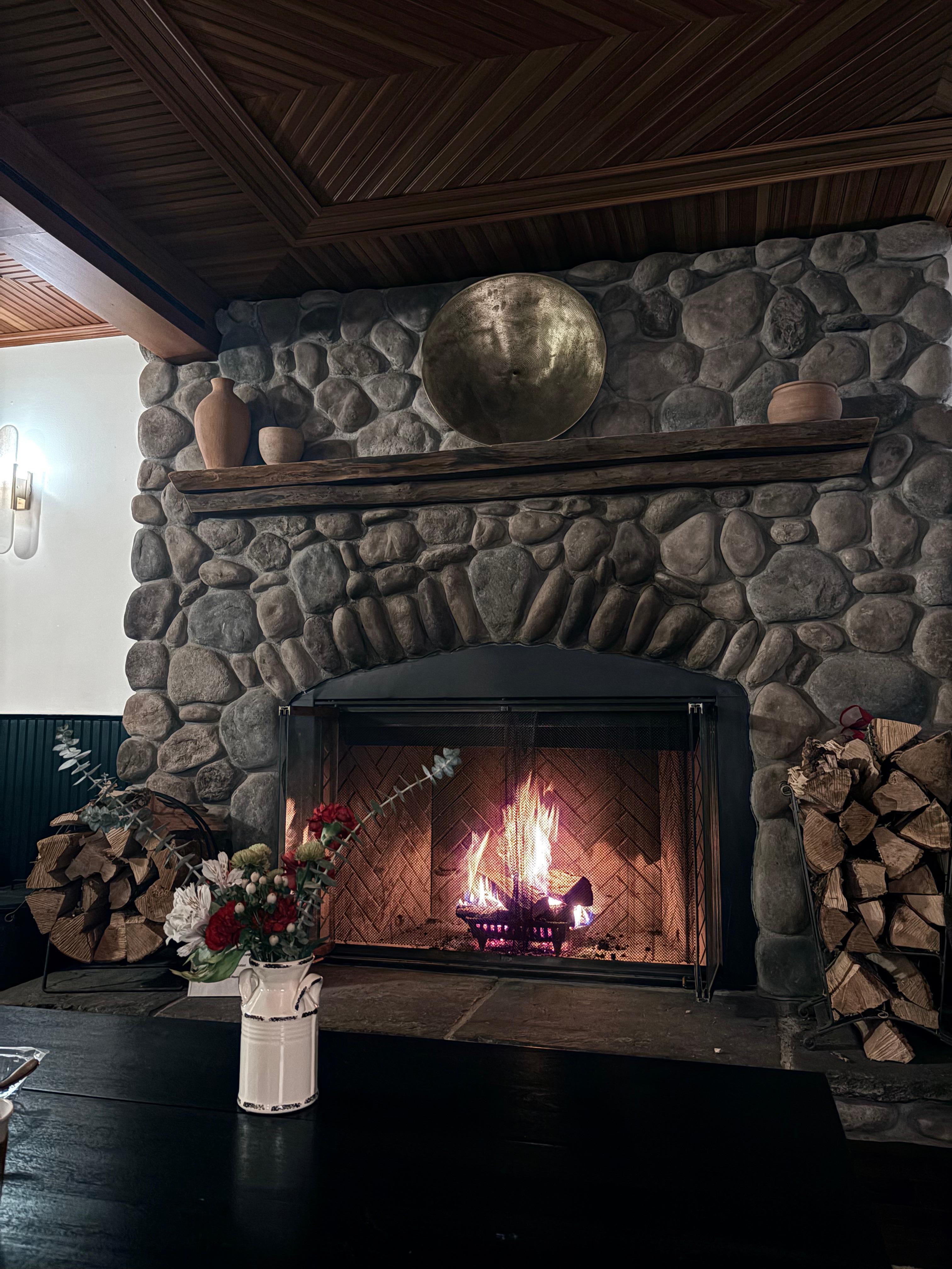 Fireplace in main dining and lounge room