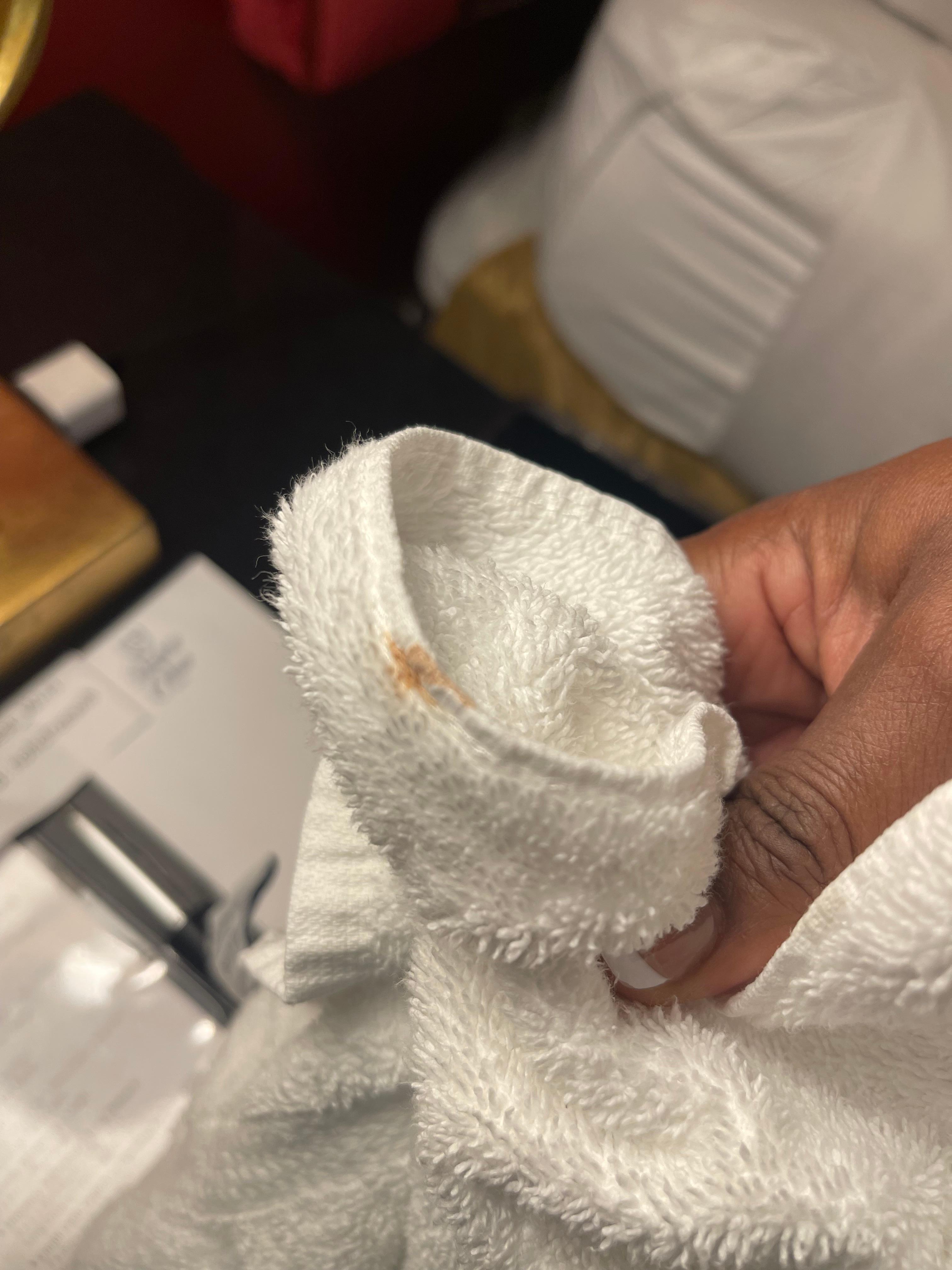 Looks like blood on the towels that was left for me to use.