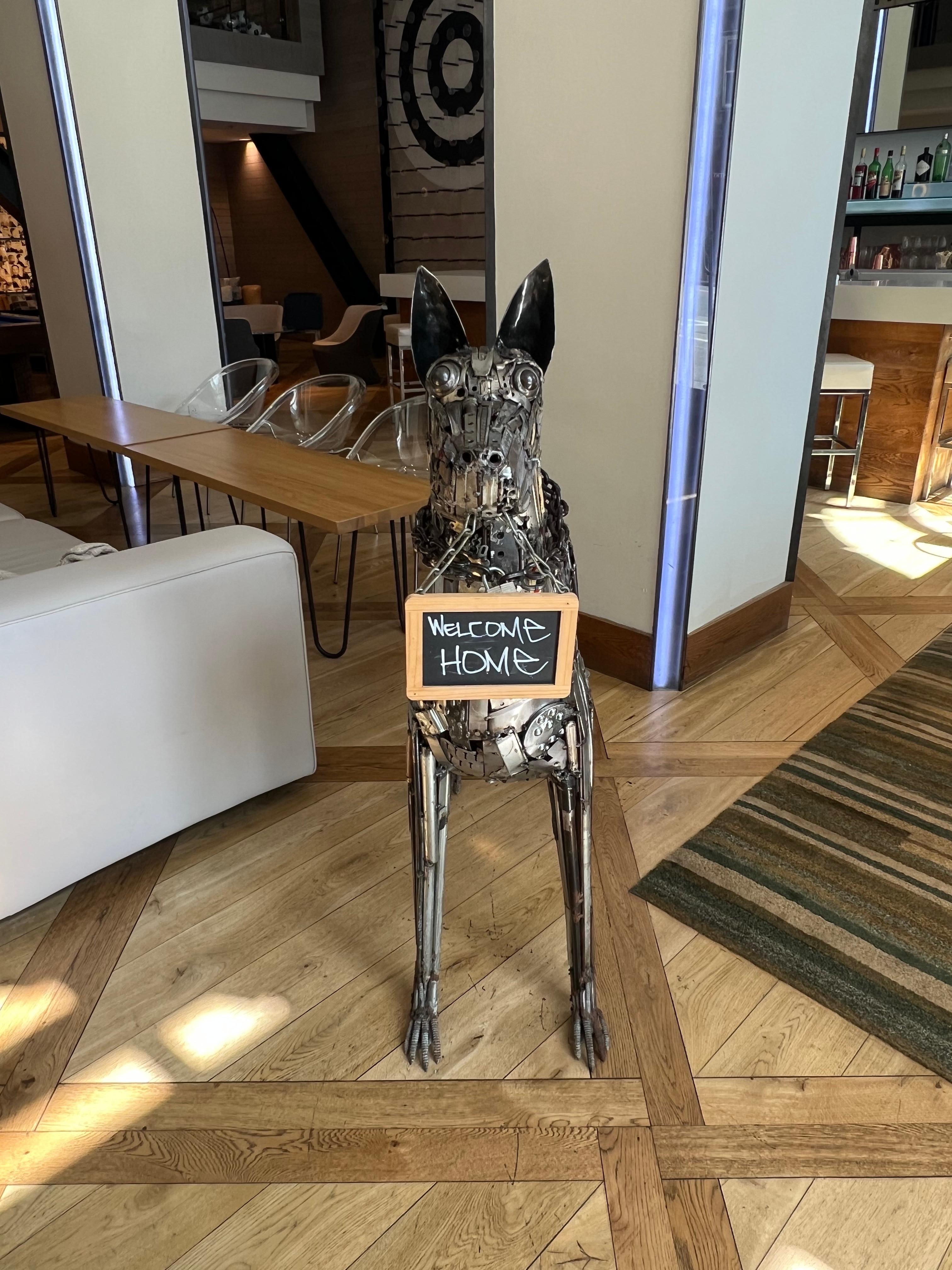 A mixed scrap metal dog to greet you!!