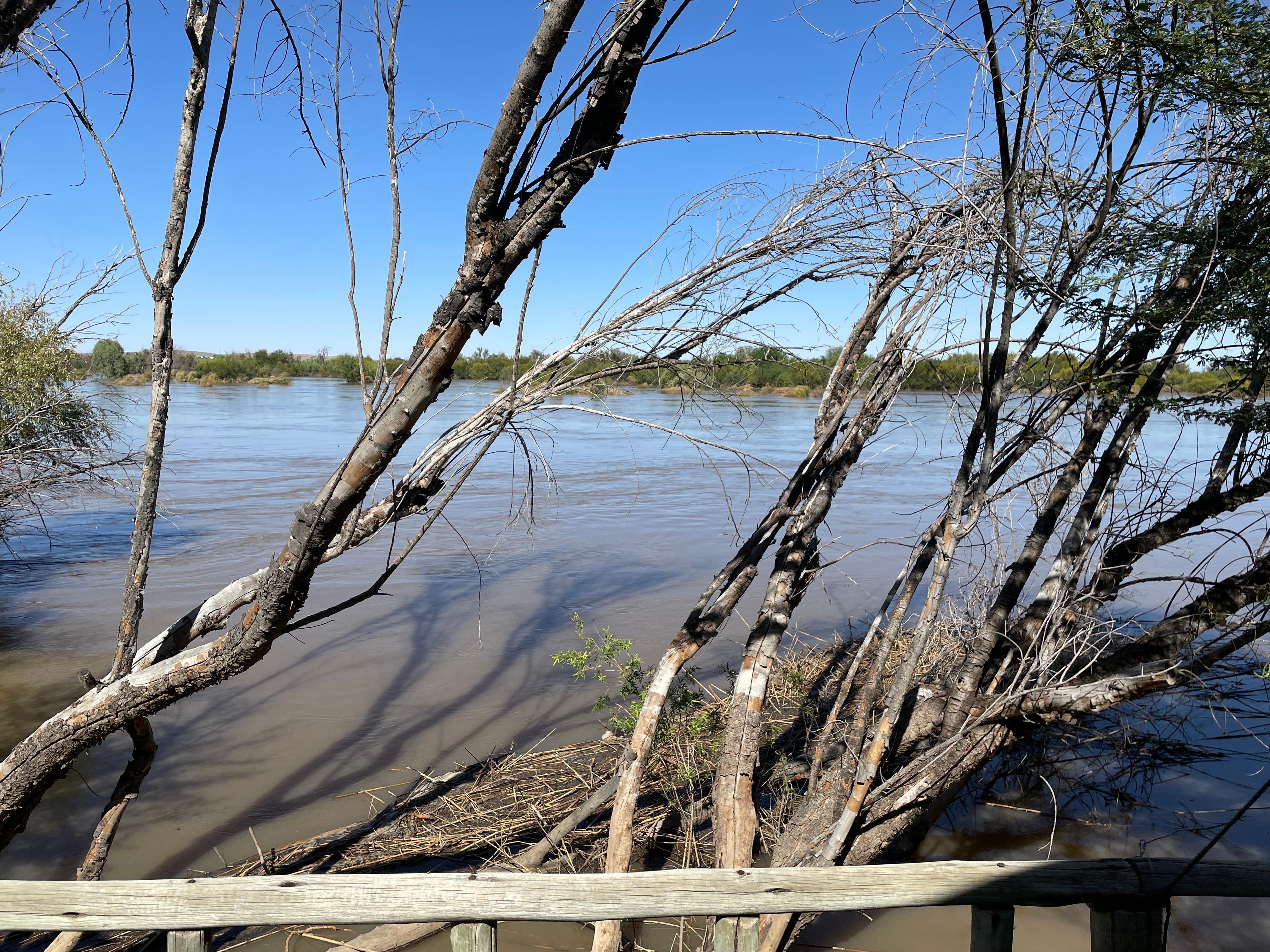 View from our tent right next to the Orange River. 