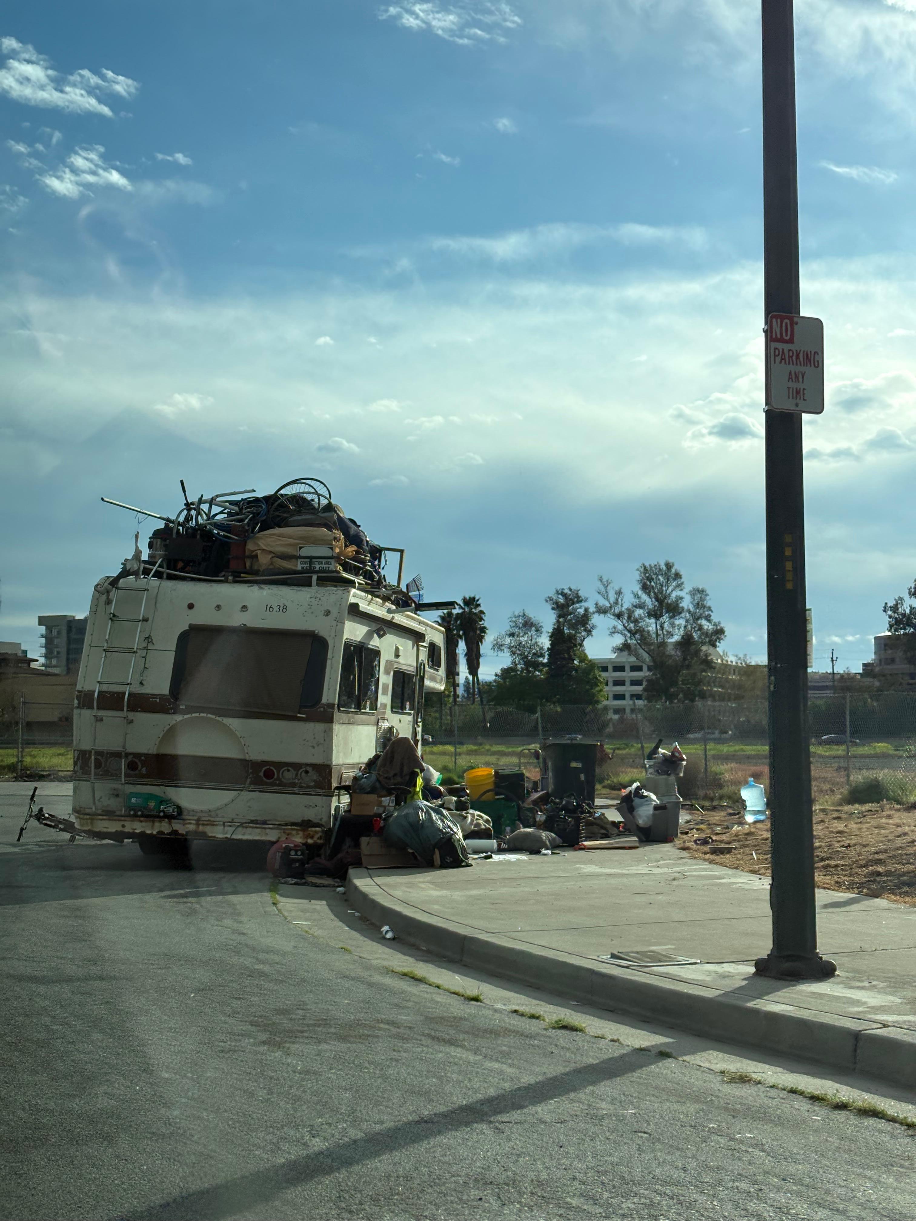 The RV parked across the  street.