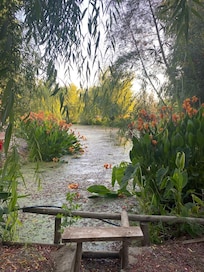 Lago no parque do hotel.