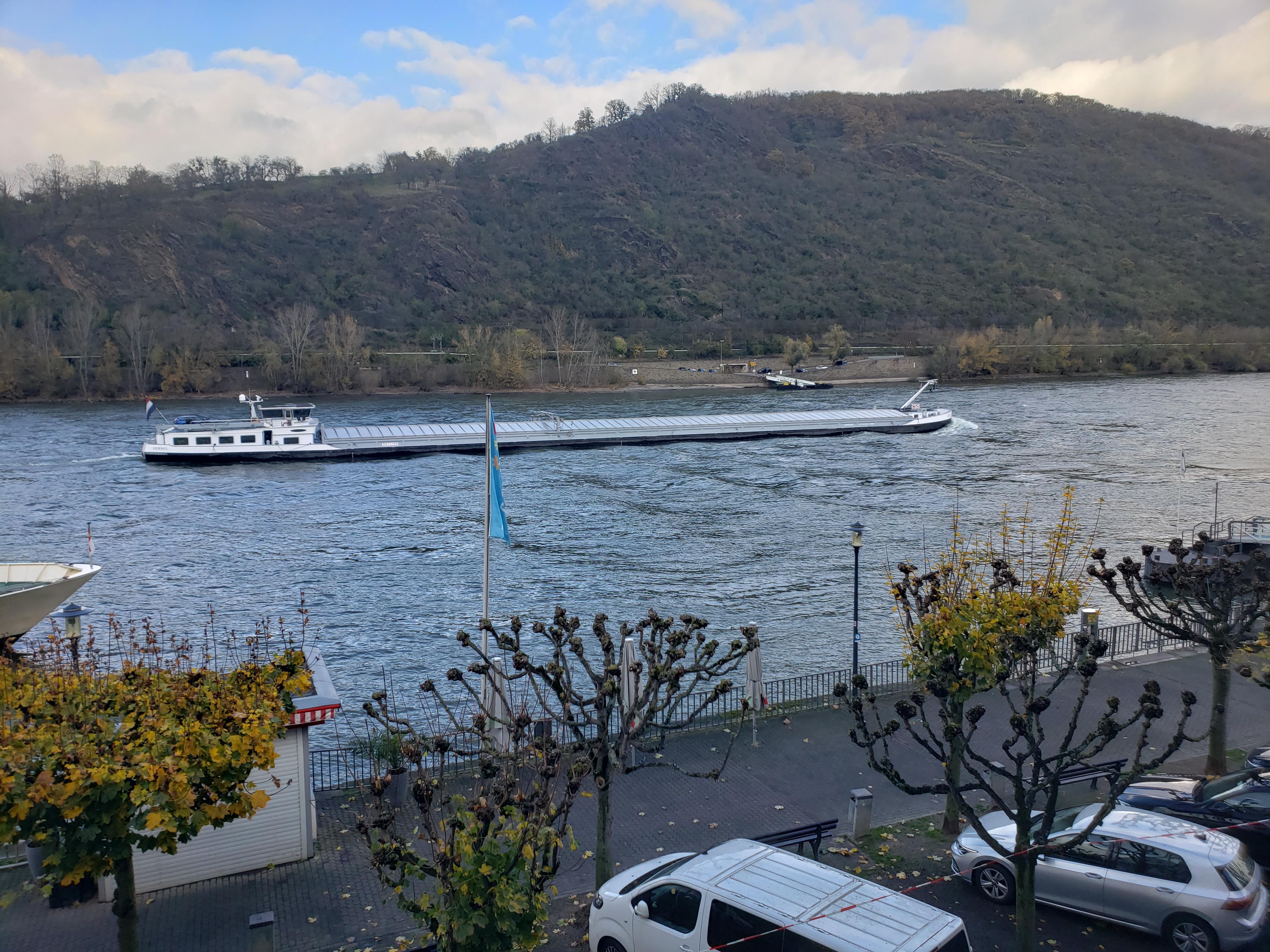 Second floor balcony view, upstream Rhein