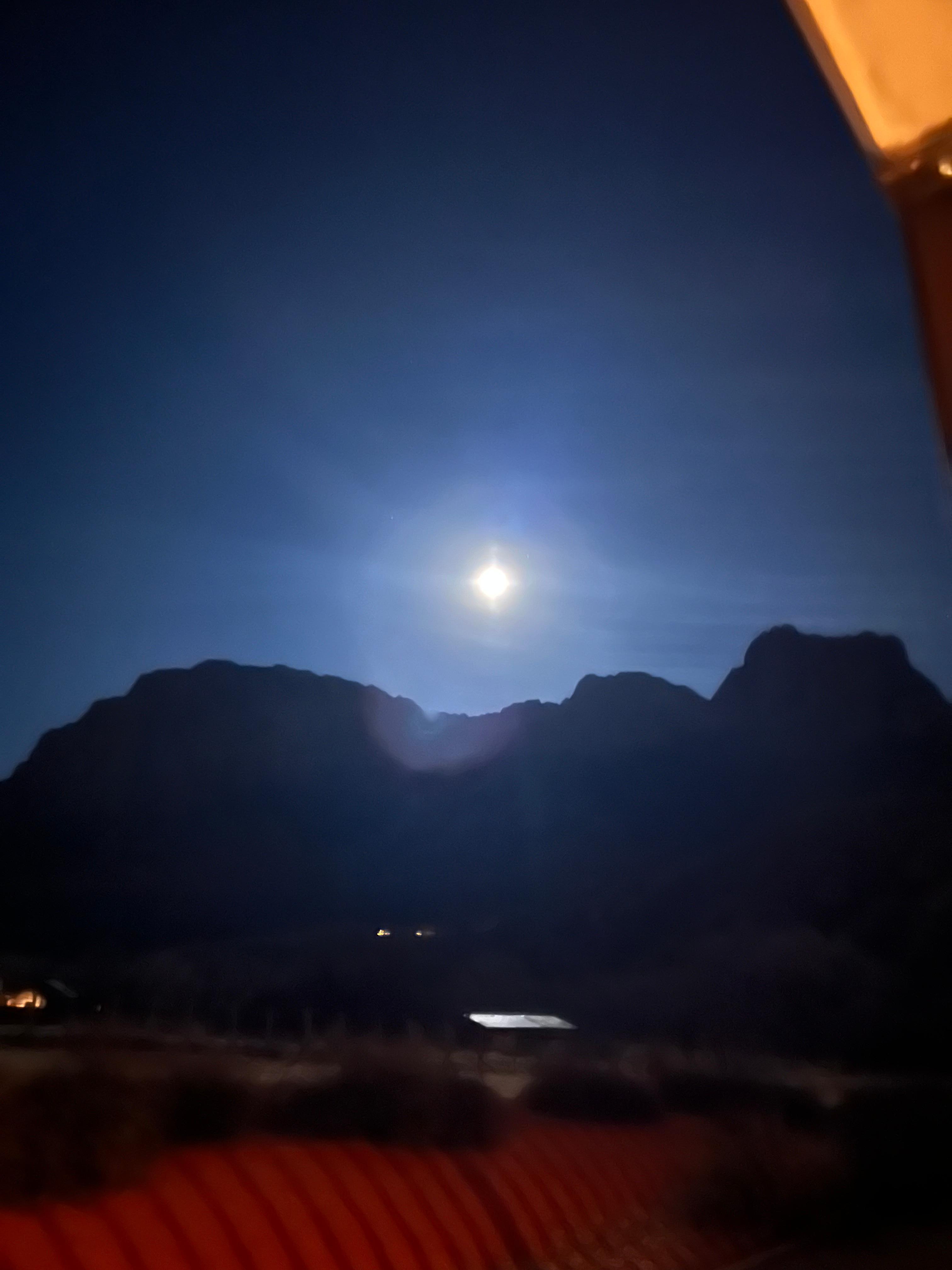 Moon coming up over the back mountain range