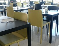 tables far too close together in the hotel "canteen"