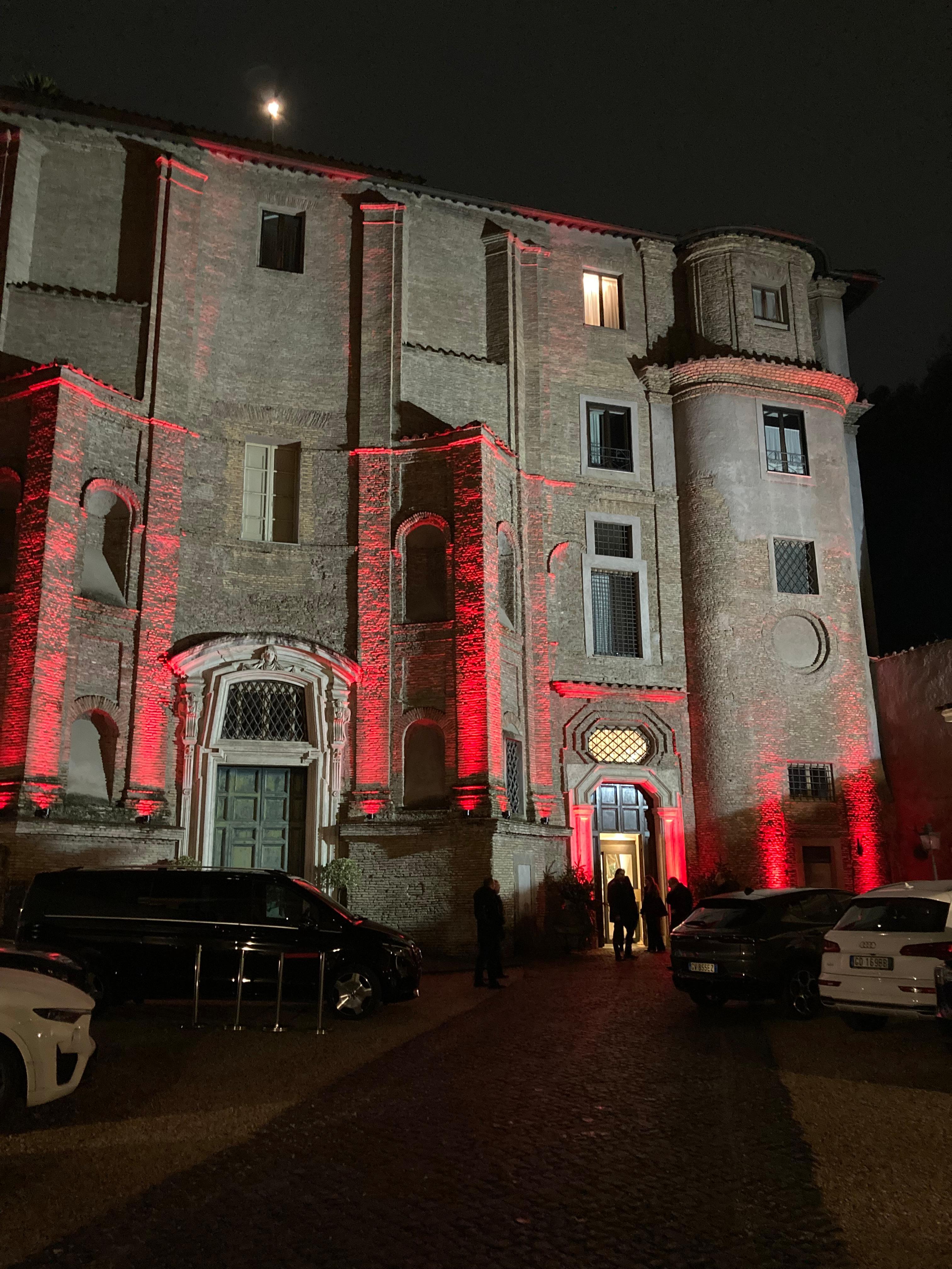 View from outside the hotel at night