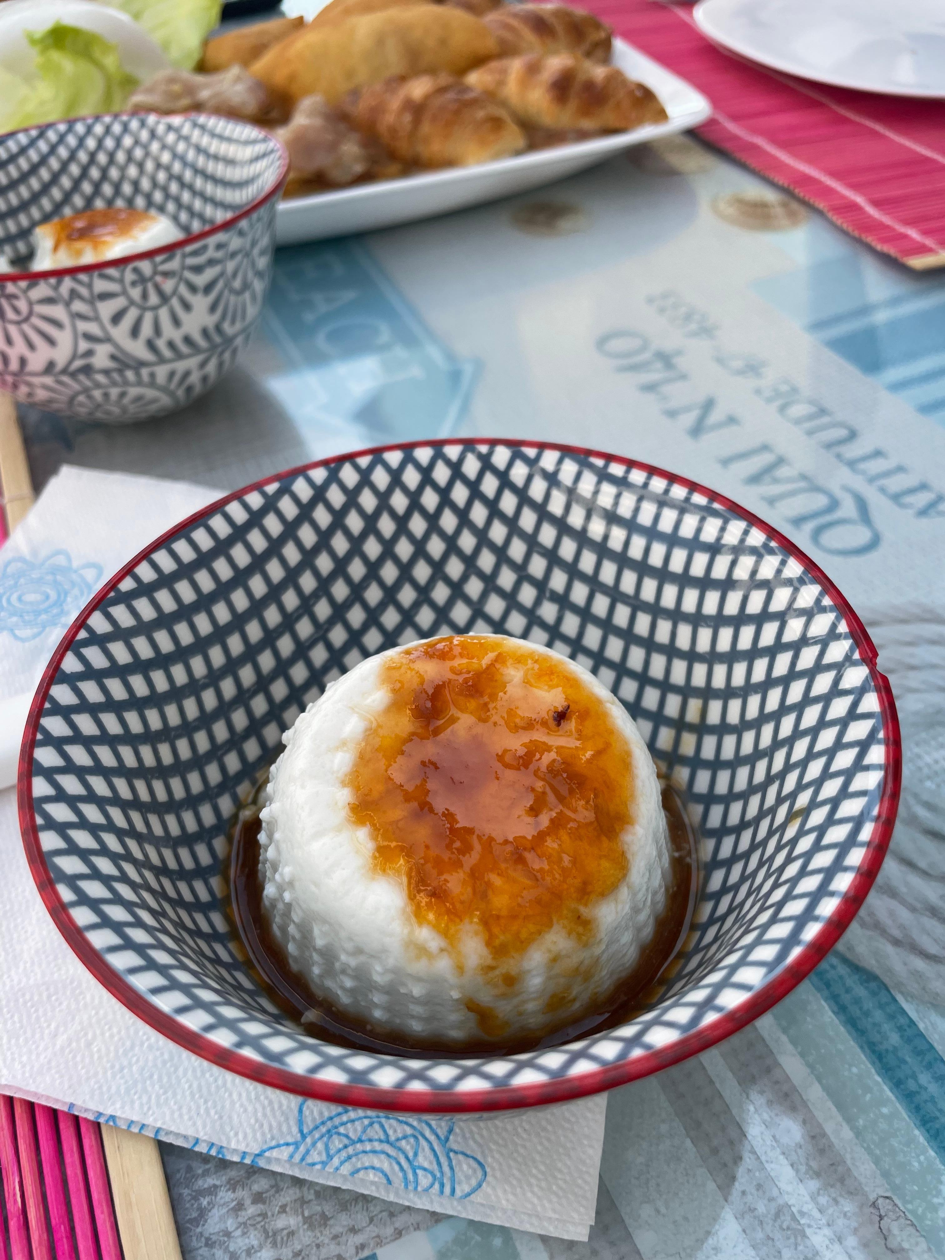 Home made ricotta with apricot preserve