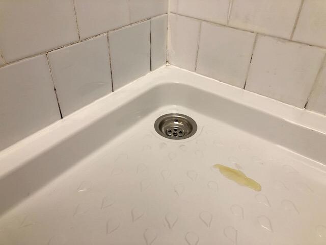 Shower. No idea what the yellow stuff was, and  didn't shower to find out.