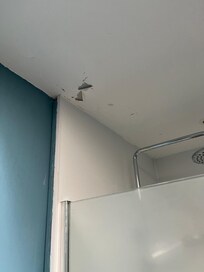 Peeling paint above shower