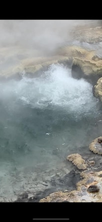 Natural water streams hitting the hot surface