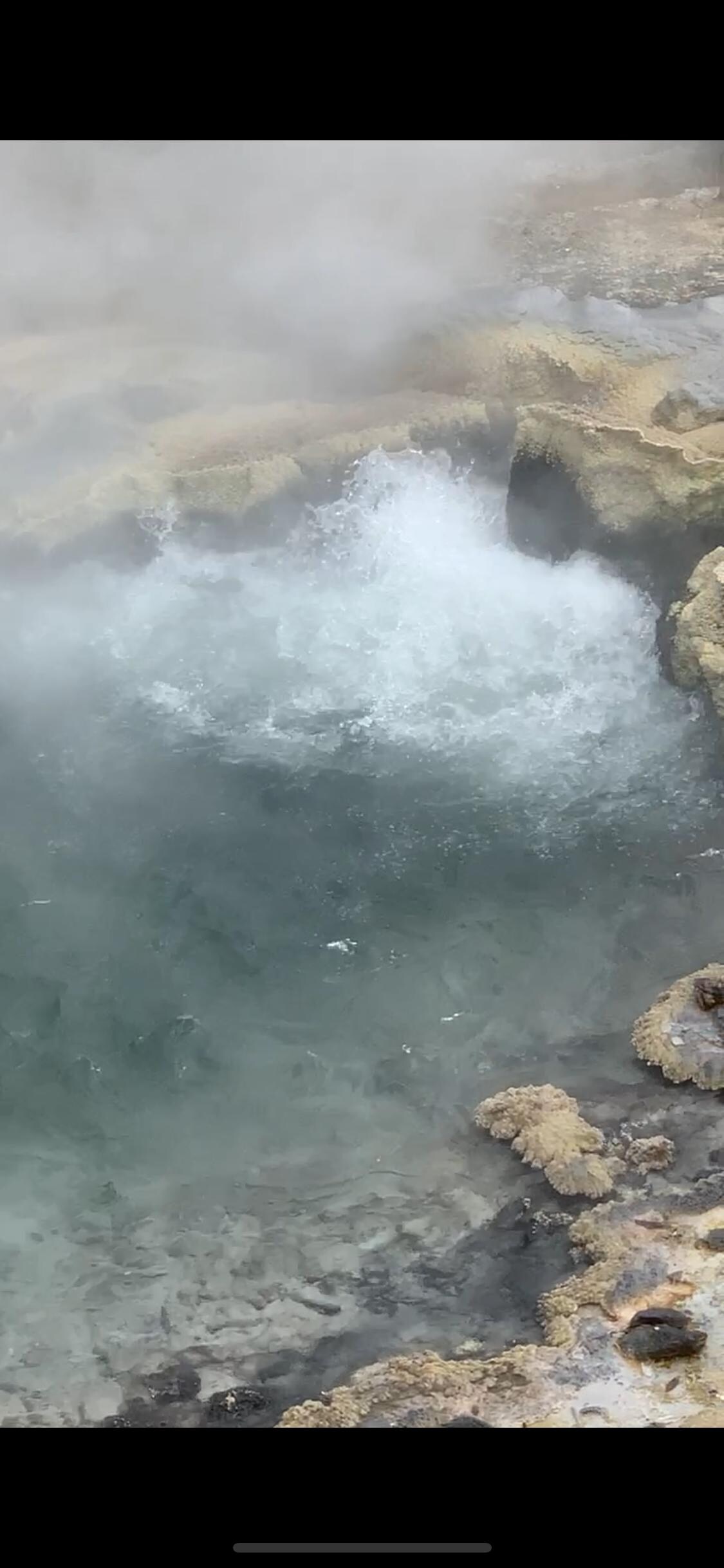 Natural water streams hitting the hot surface 