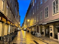 The street to get the hotel entrance. The morning hours at 6 AM, the street was quiet but gets very busy and blocked with restaurants table and chairs. No vehicle access to get inside the street when you have big luggage bags.
