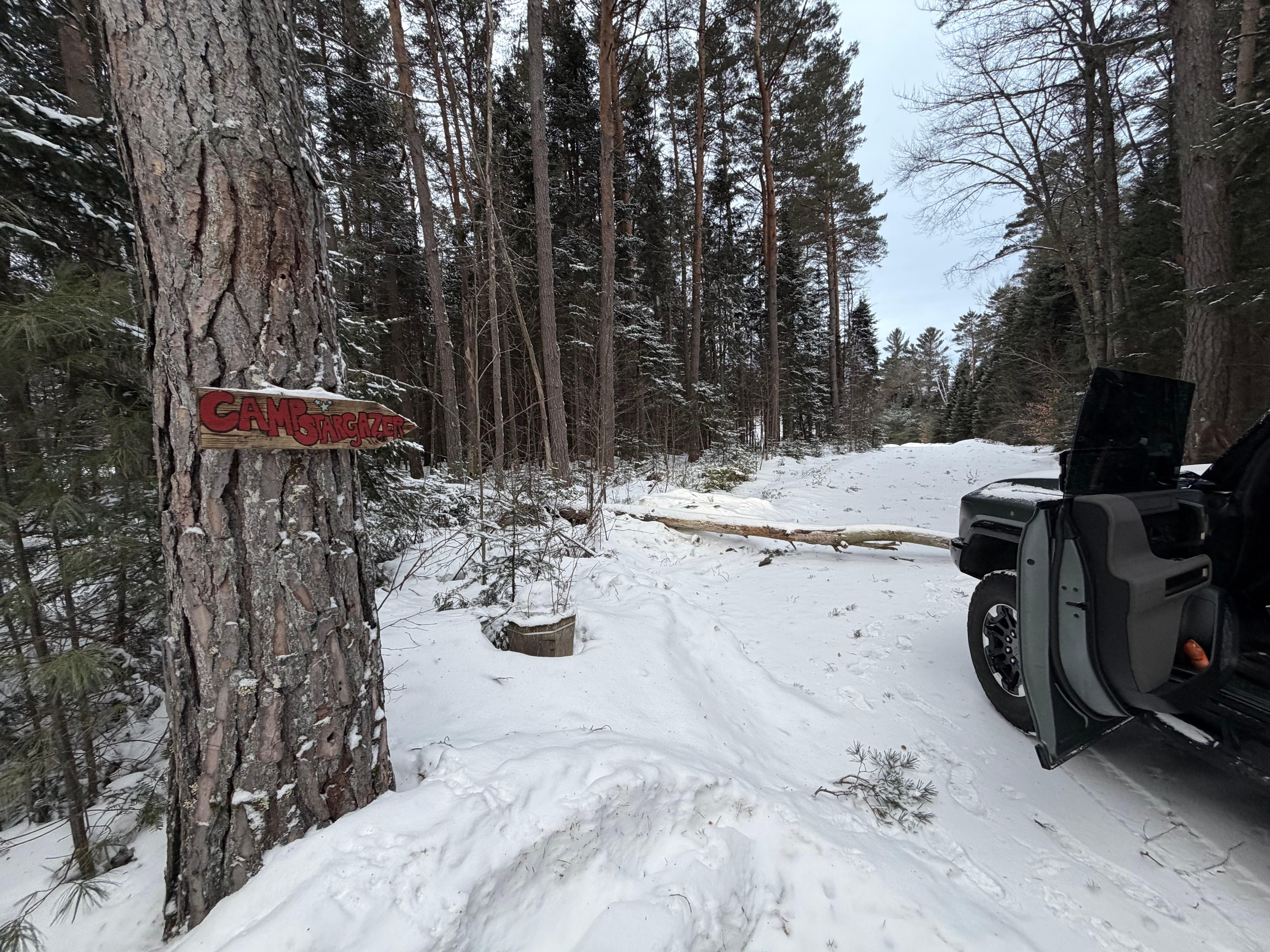 It is remote, trees could make travel difficult during storms. 4 wheel drive vehicle recommended.