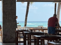 The ocean view from the one restaurant on the beach end of the property