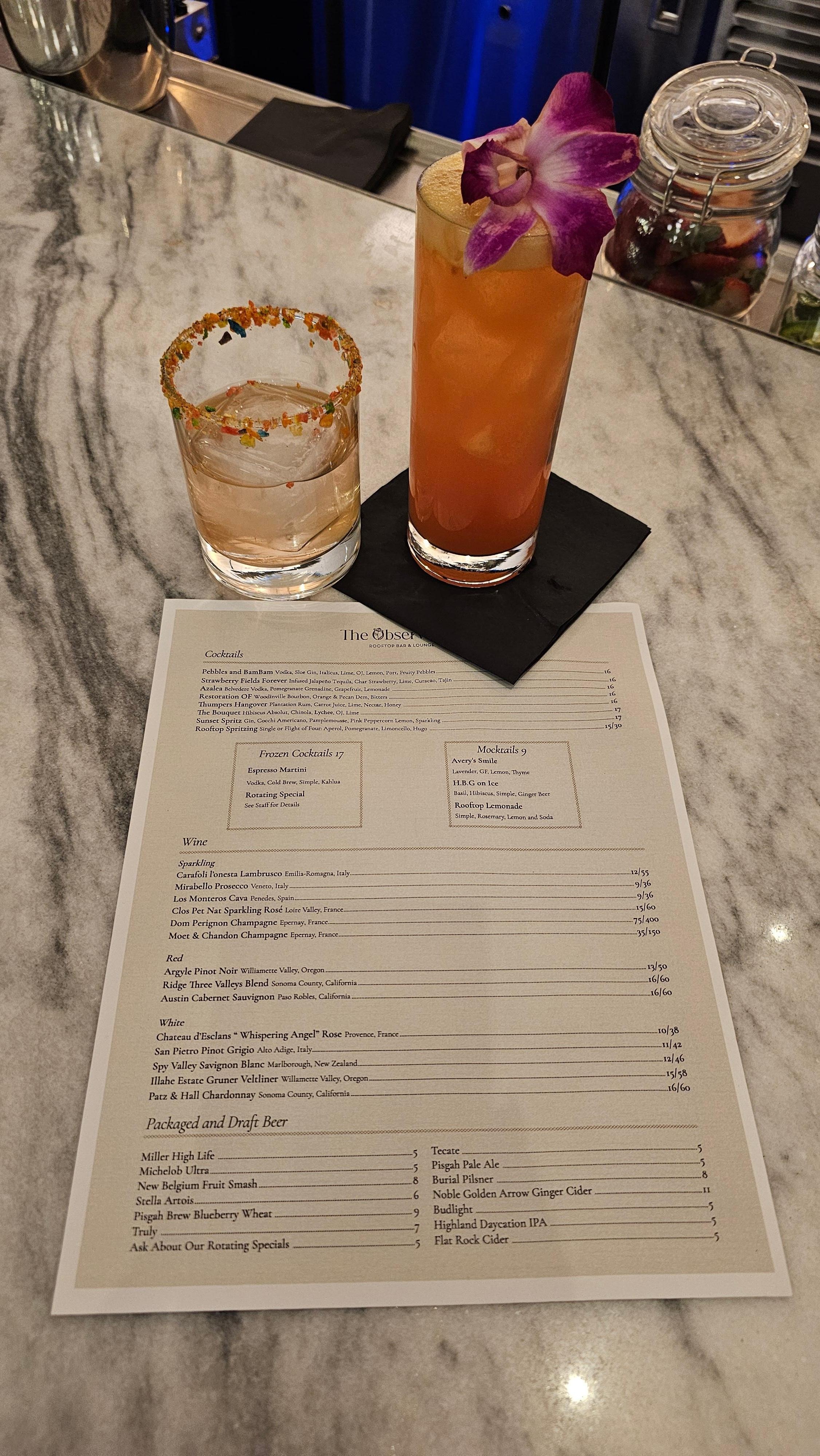 Rooftop bar with inside and outside option.