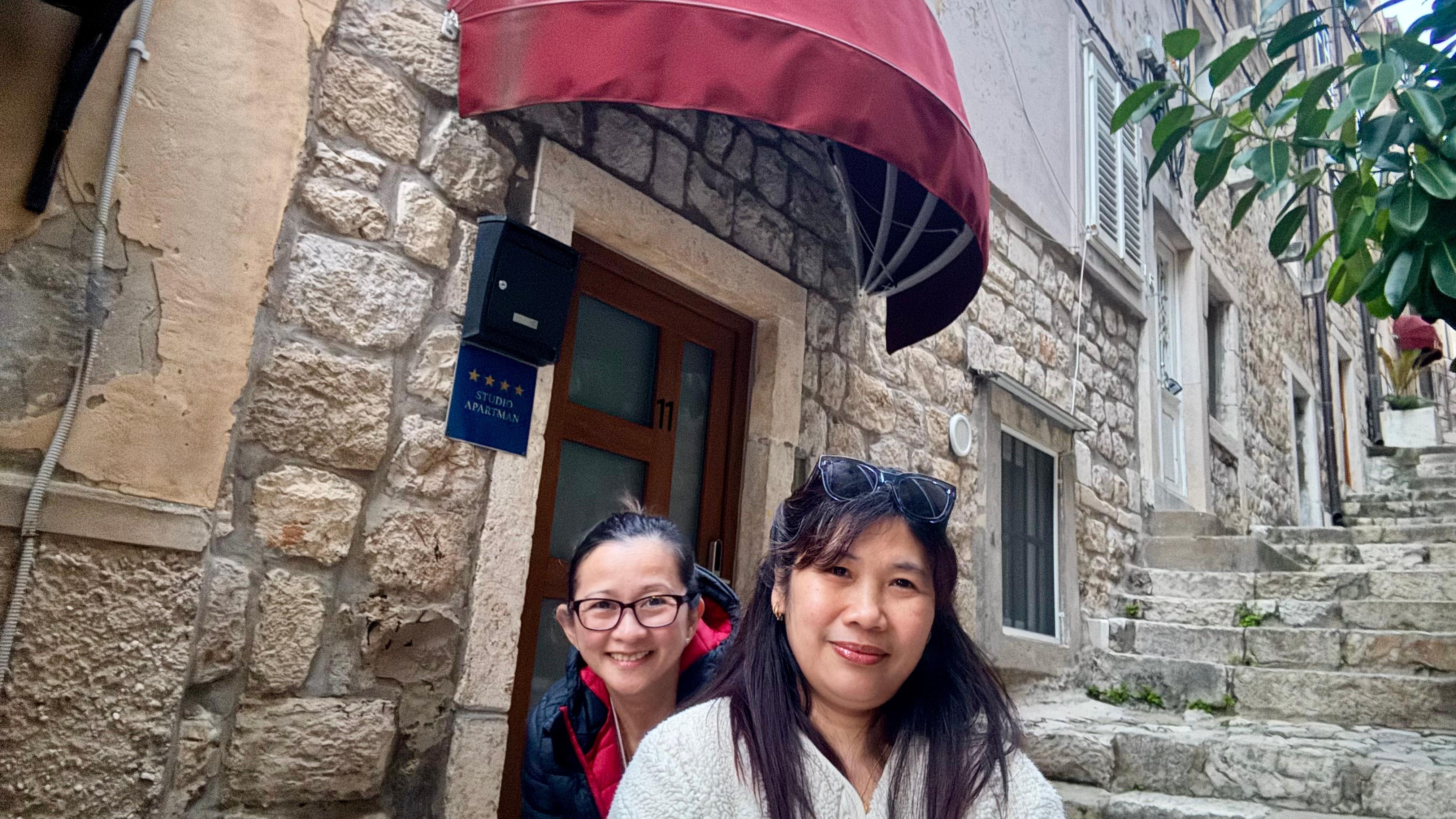 Outside the apartment