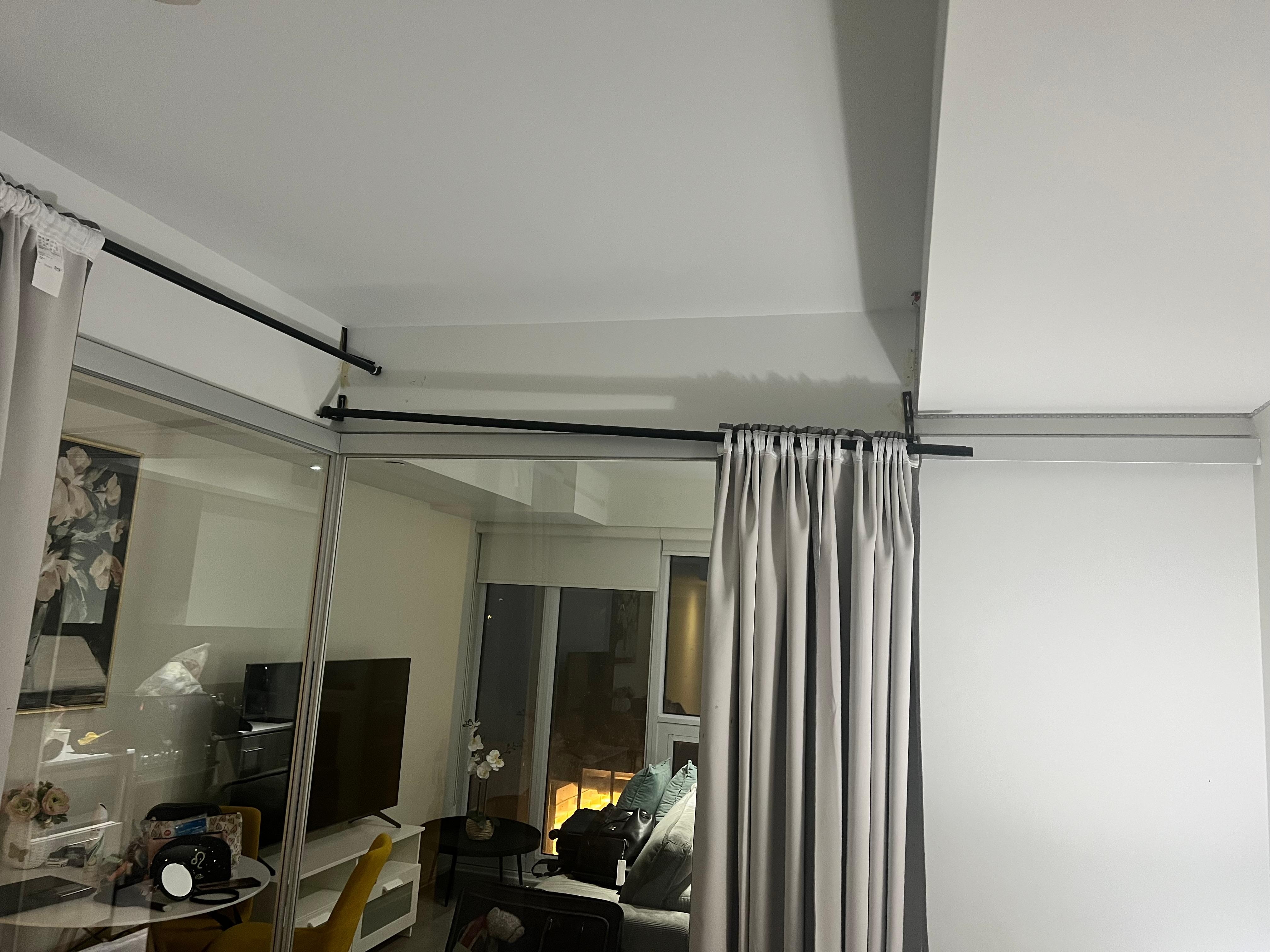 Curtain poles are hung crooked, not sure if that’s safe 