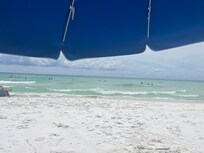 View from our umbrella. 3 days they did give us front row (although I expected front row every day)