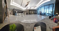 The hotel lobby