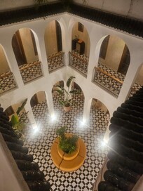 Rooftop restaurant looks down to the lobby