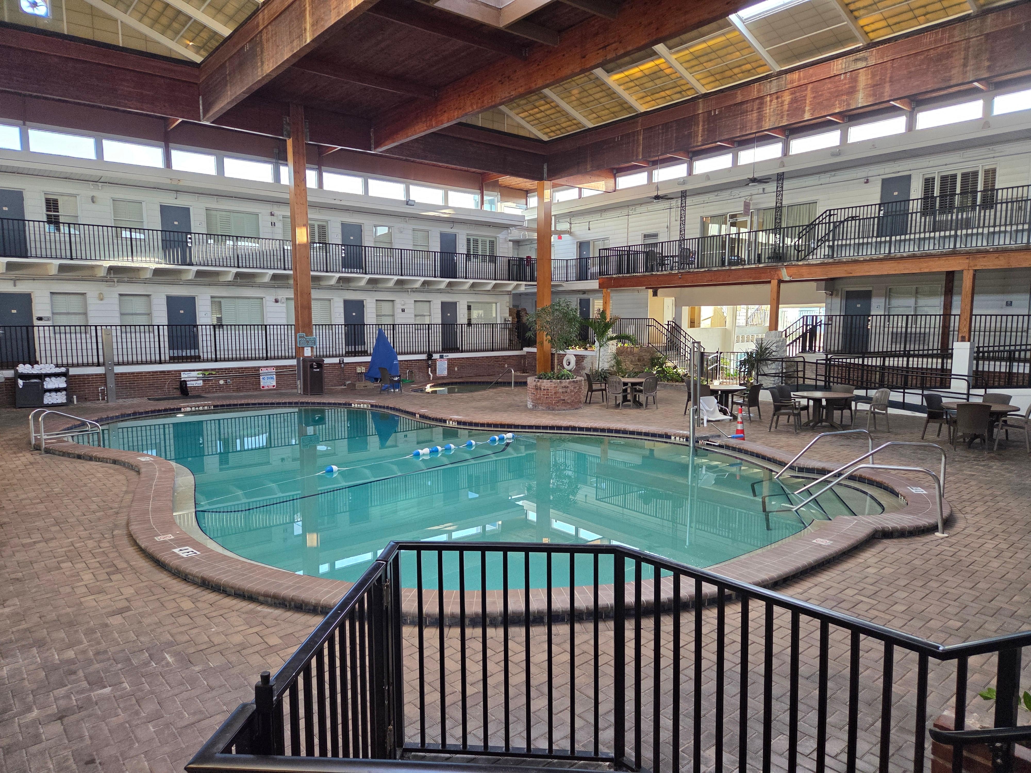 The indoor pool and hot tub.
