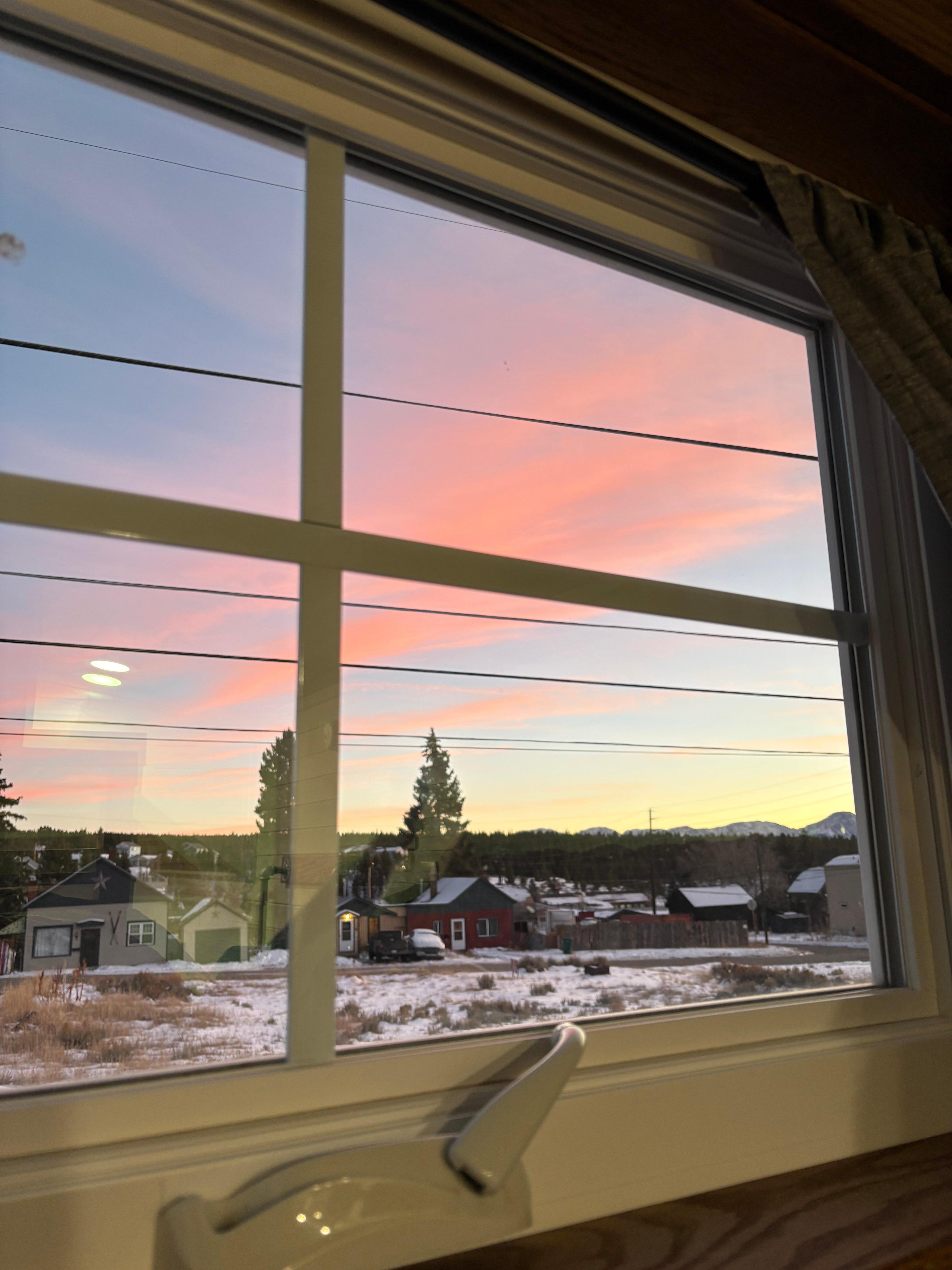 Sunset fives from the loft bedroom. 