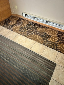 Dirty & broken heater as you enter.