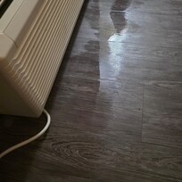 flooded floor from rain inside.