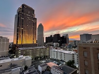 Golden Hour view of New Orleans Skyline from hotel roof/pool deck