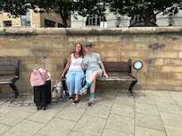 Waiting just outside the Malmaison enjoying the sunshine waiting to check in.