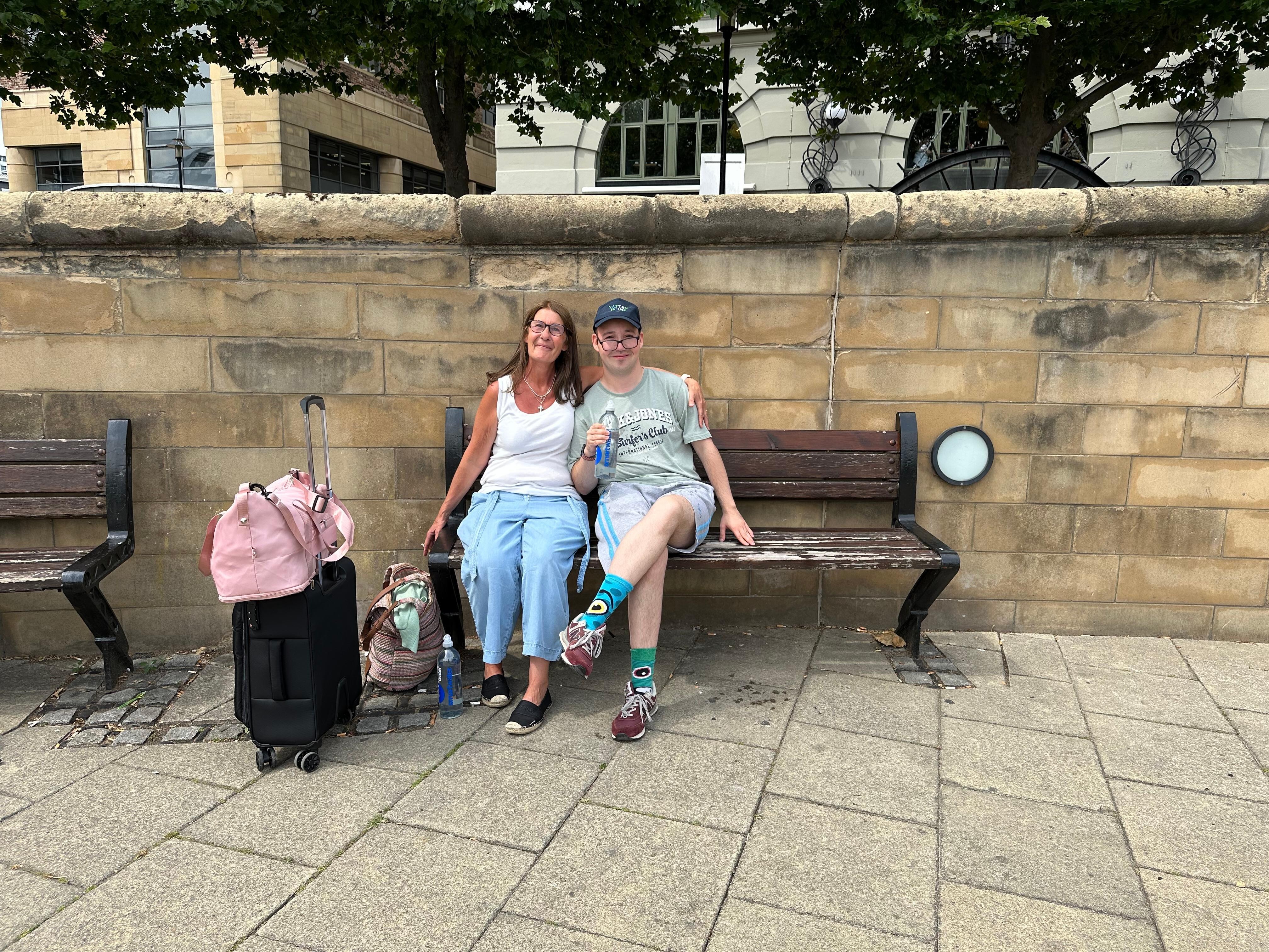 Waiting just outside the Malmaison enjoying the sunshine waiting to check in.