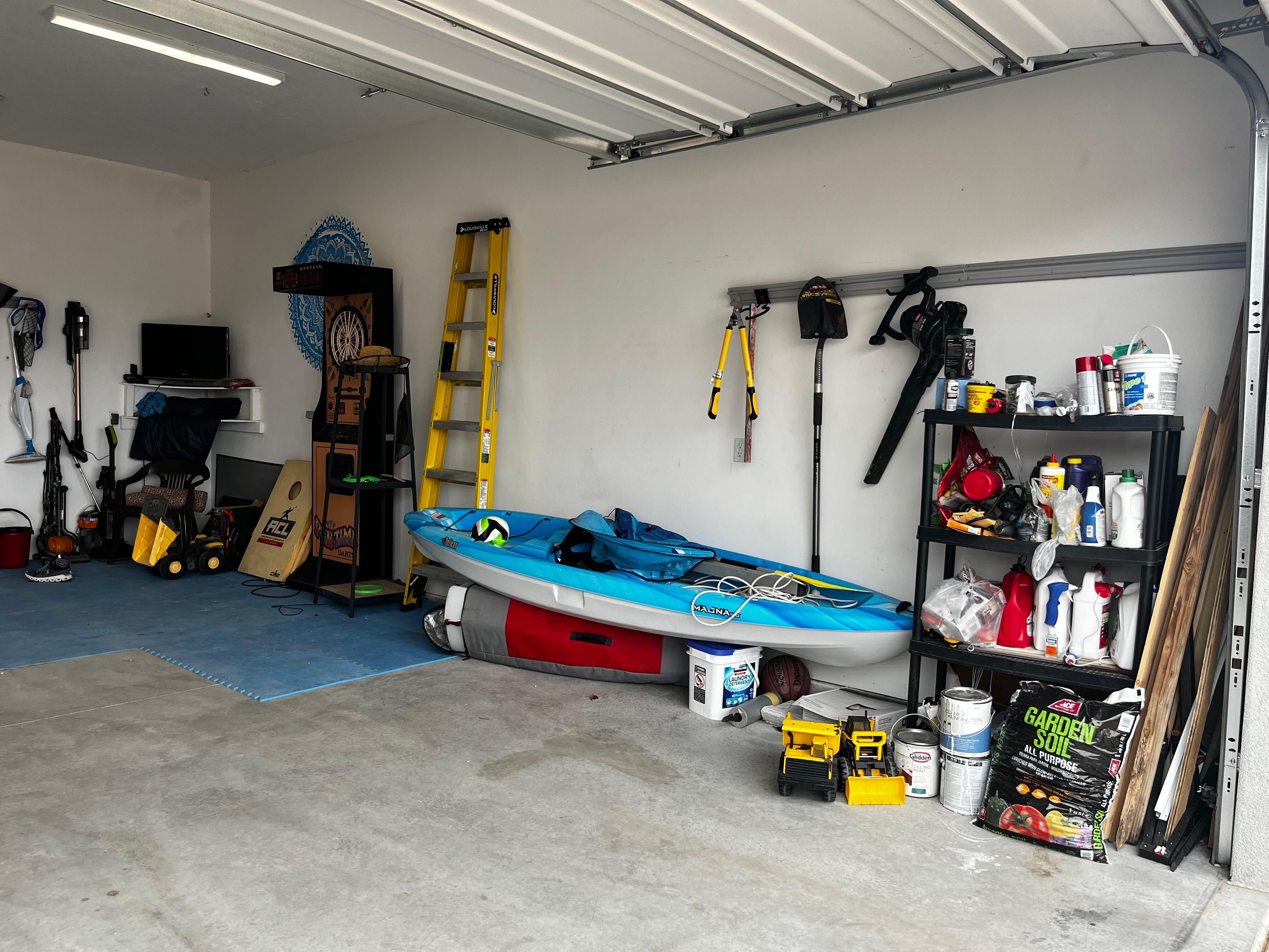 Clean, organized and fun garage. Full of fun game for the kids and adults