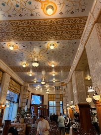 Original tiled walls in the restaurant