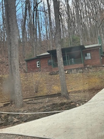 The cabin from the road.