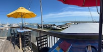 View from our table at Shaggy’s and plate of dinner in Gulfport, MS