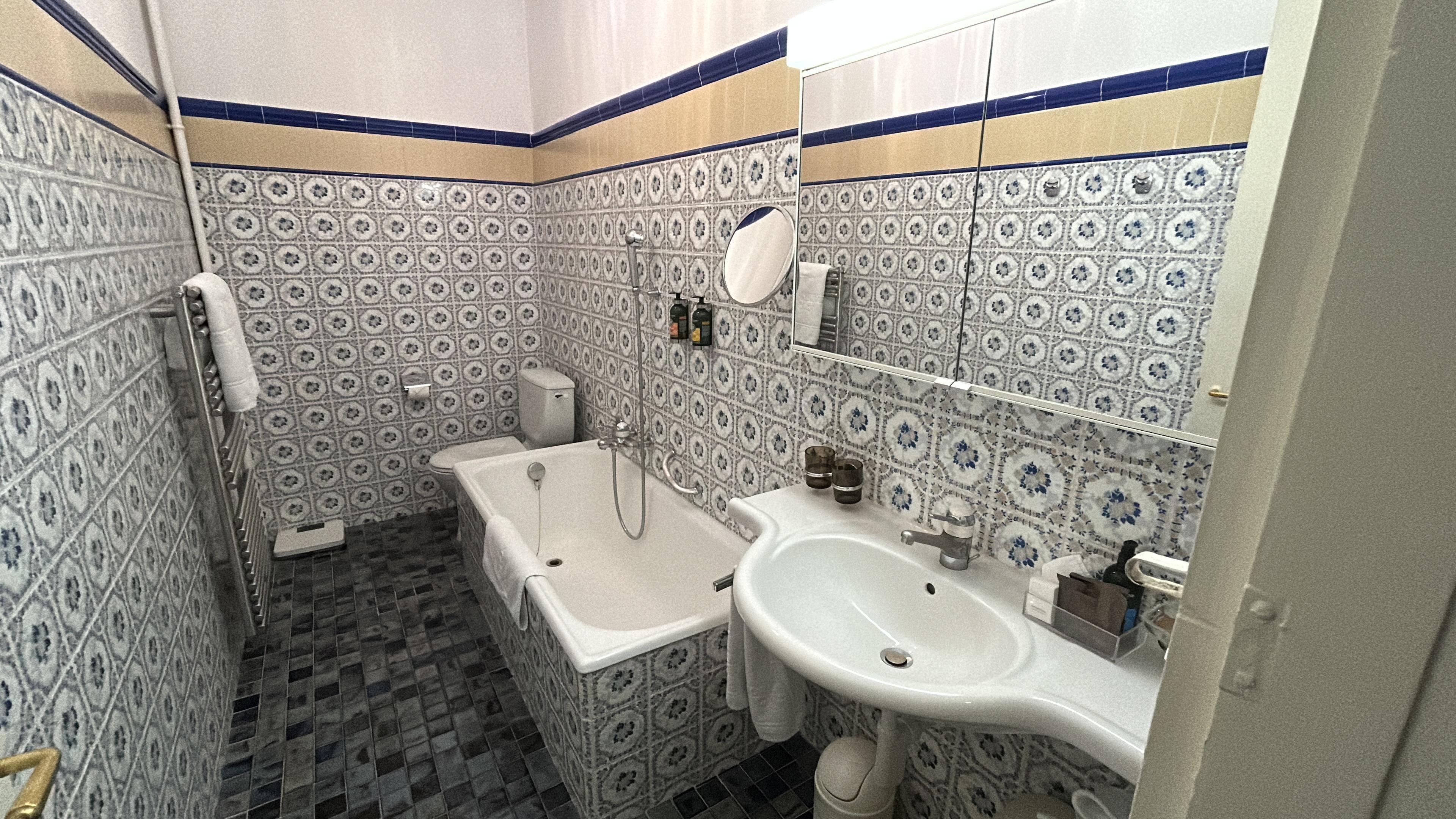 Novelty bathroom tiles but lovely l’occitane products everywhere