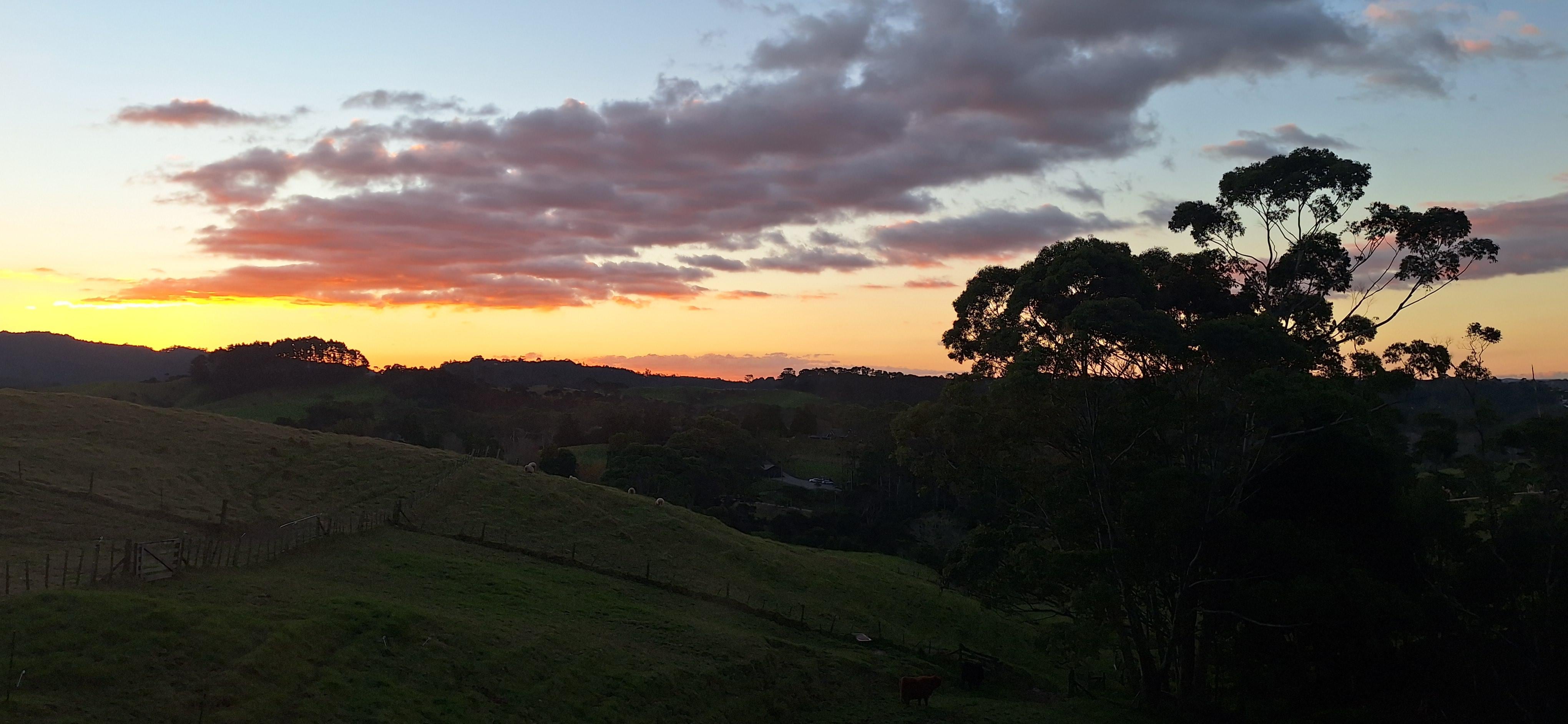 Sunset view over the valley from the lounge