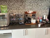 Breakfast area with Coffee to the right.