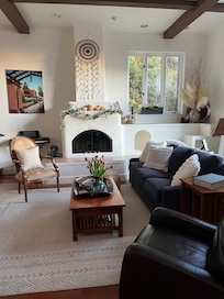 I opened the front door to be greeted by this cozy comfortable living room. I love the SW decor.