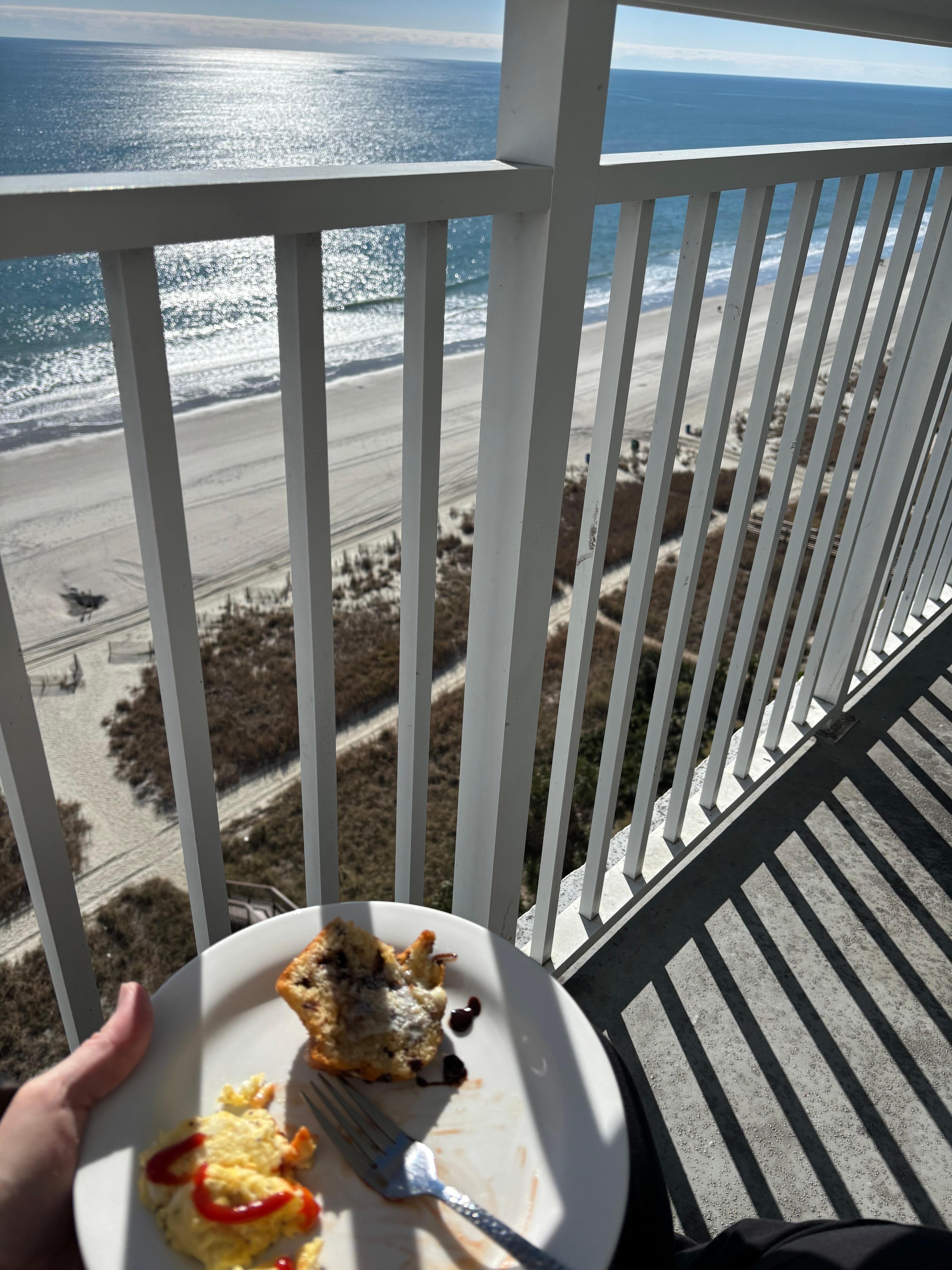 Enjoying my breakfast on the balcony 