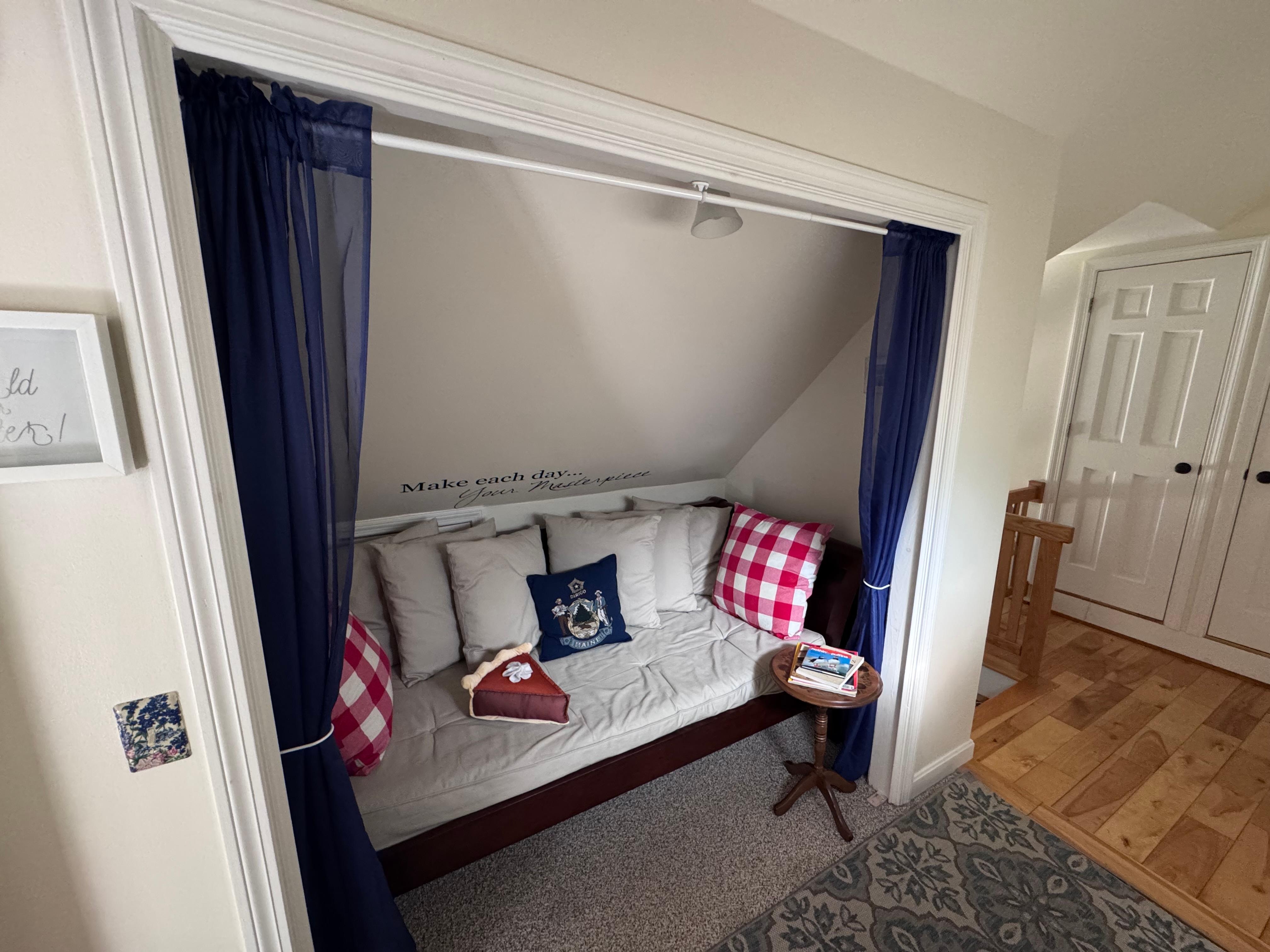 Reading nook with a comfy futon. 