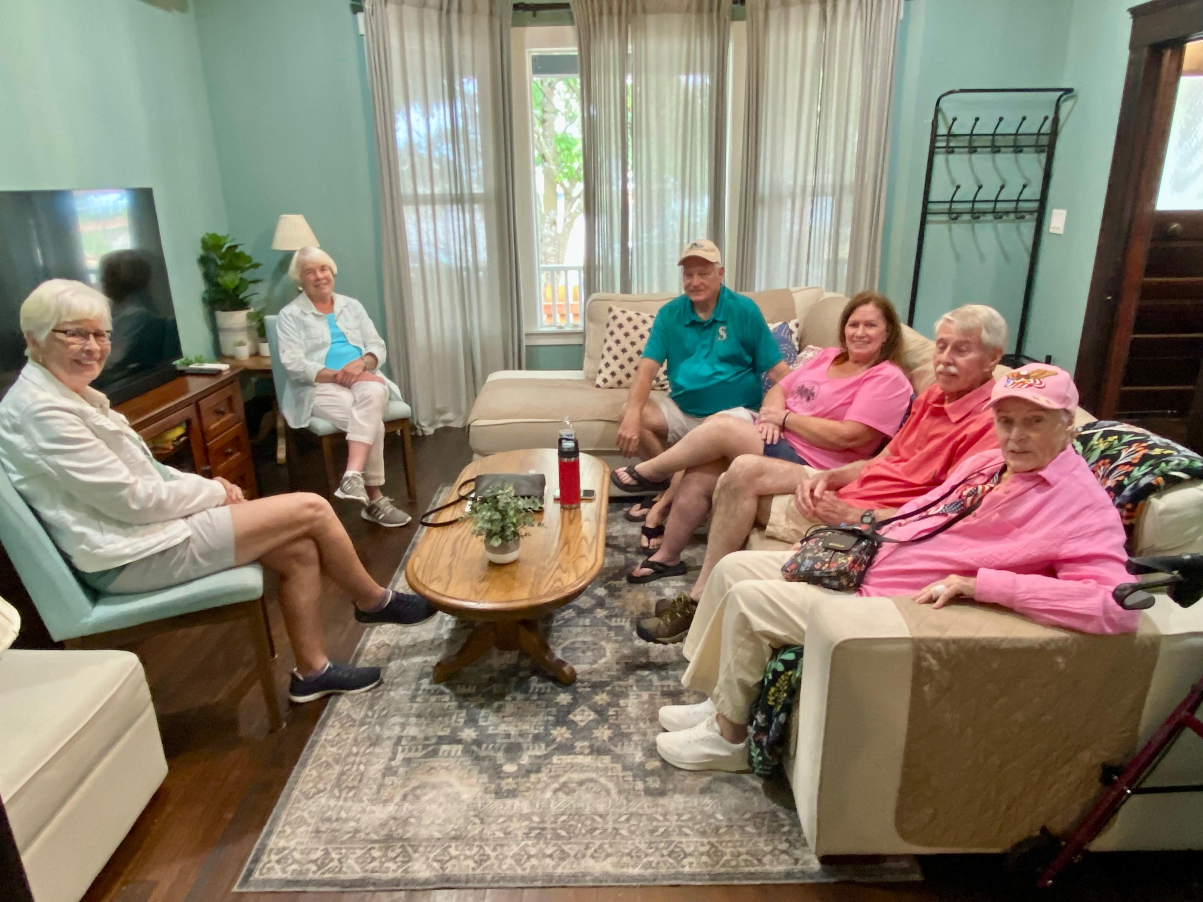 Family and friends celebrating mom’s 98th birthday - Living room picture